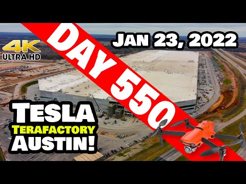 Tesla Gigafactory Austin 4K  Day 550 - 1/23/22- Tesla- TEXAS BORN MODEL Y IN THE WILD AT GIGA TEXAS!