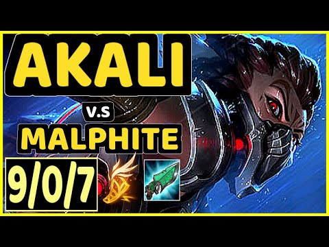 BROKEN BLADE (AKALI) vs MALPHITE - 9/0/7 KDA TOP GAMEPLAY - EUW Ranked MASTER