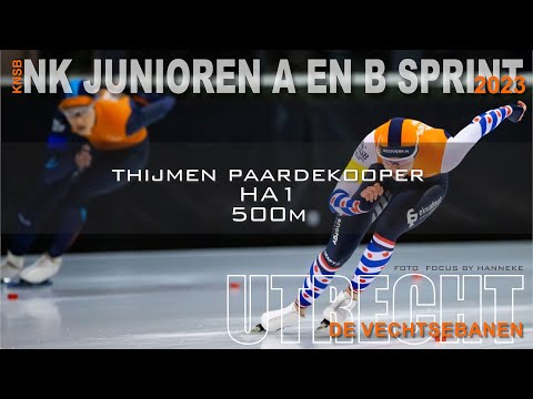 Thijmen Paardekooper 500m zaterdag NK Junioren Sprint Utrecht 2023