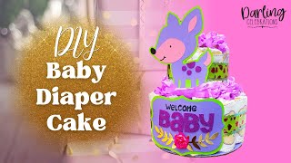 How to make a small diaper cake | Easy diaper cake tutorial for a cute baby shower diaper cake