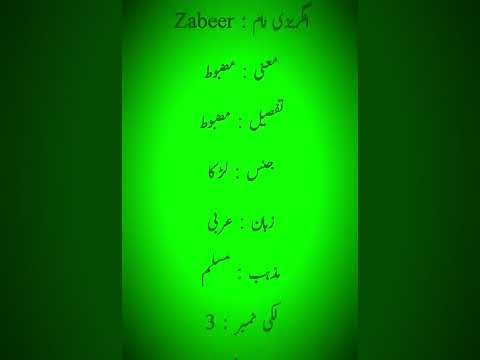 Zabeer Naam ka Matlab | Zabeer  Name  Meaning  in Urdu|hindi #youtubeshorts #shorts ,