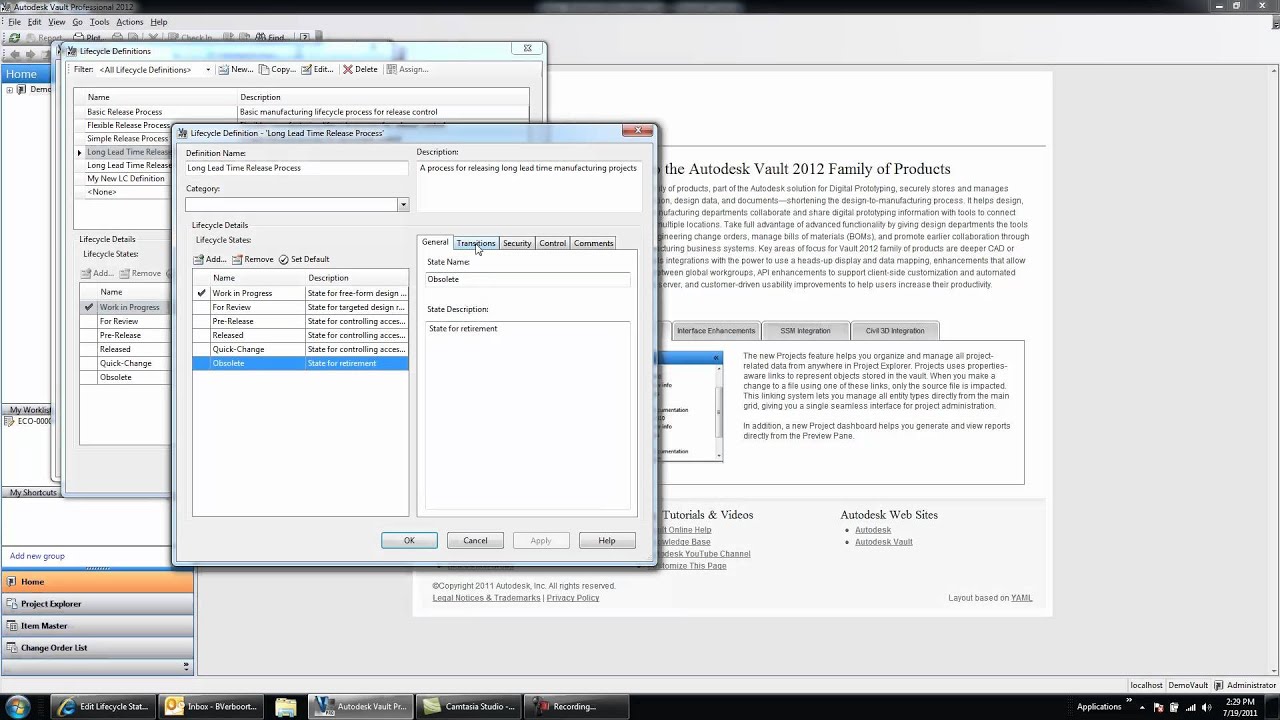 Autodesk Vault: How To Disable Lifecycle State Transitions