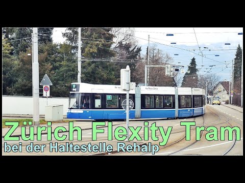 Brand New Tram Flexity / Das Flexity Tram bei der Haltestelle Zürich Rehalp, Stadt Zürich, Schweiz