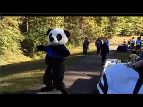 Pete the Paramedic Panda dances Garner Trick Or Treat Trails 2015