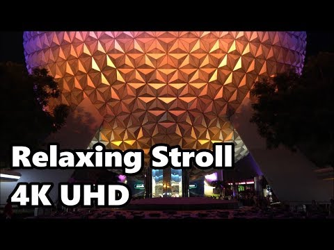 Epcot Future World - Relaxing Night Stroll in 4K - Ultra Low Light