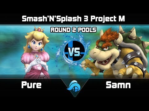 Smash n Splash 3 Project M Round 2 Pools - Pure (Peach) vs. Samn (ZSS/Bowser/Bunga)