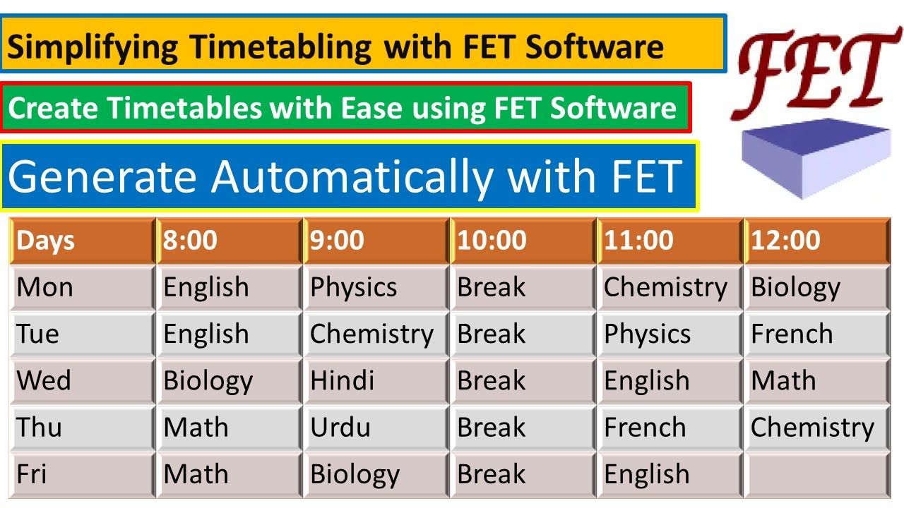 Creating Timetables Automatically with FET Software Tutorial