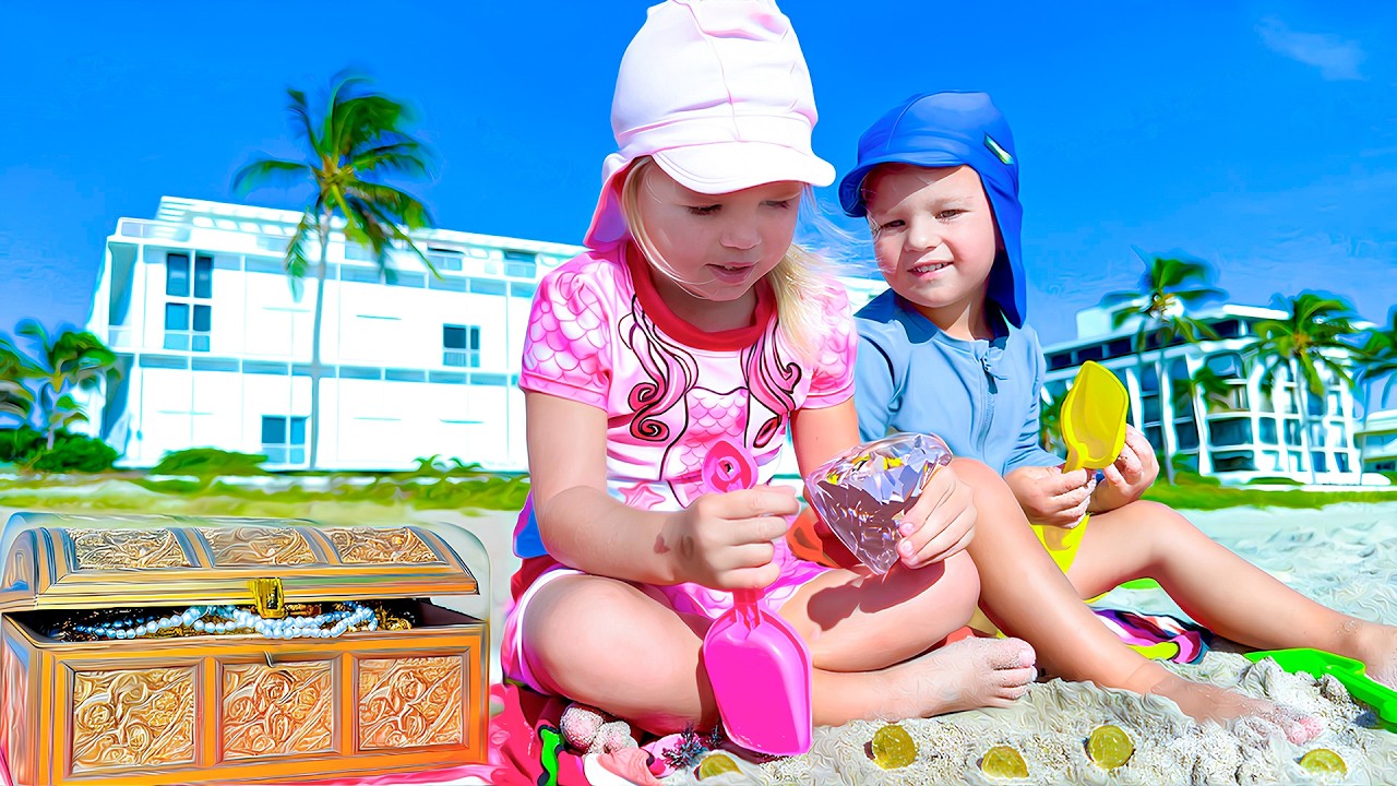 Naomi and her brother and fun story about TREASURE HUNTING on the Beach
