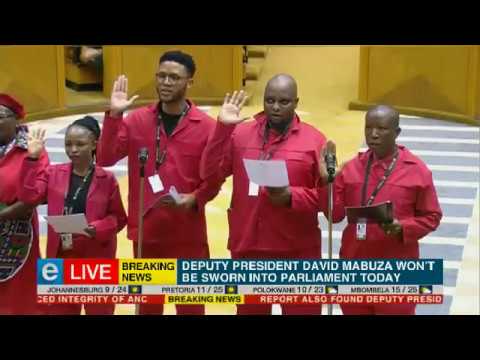 Julius Malema dances on his way to being sworn in