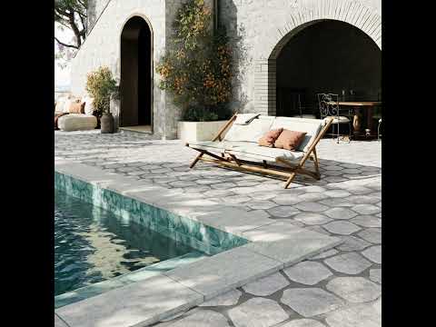 Carrelage sol extérieur effet pierre Caldana gris R11 28,5x33 cm