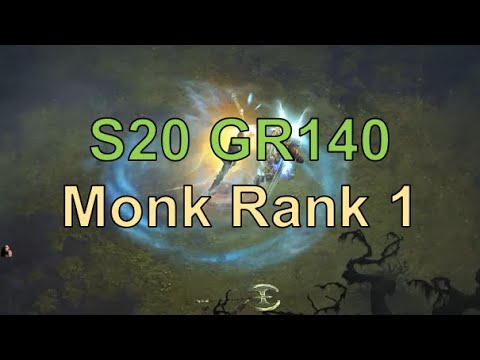 Monk World Rank 1 GR140 Solo (Diablo 3 Season 20)