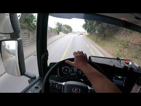 driving SCANIA S410 IN the small tourist town CANNES FRANCE
