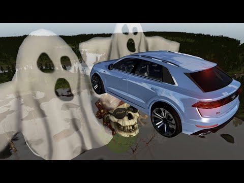 The Dark Night Cars Jumping Through Giant Scary Ghost - BeamNG Drive Horror Compilation