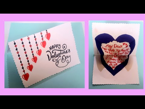 Beautiful Valentine Day card making ideas, Handmade valentine day card, valentine day craft