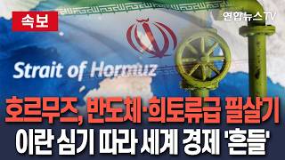 [????속보] 이란의 호르무즈 통제권, 美 반도체·中 희토류급 '필살기' 등극…세계 경제 '중대 변수' 봉착 / 연합뉴스TV(YonhapnewsTV)
