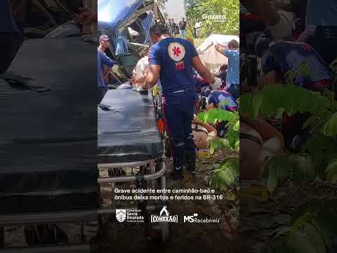 Grave acidente entre caminhão-baú e ônibus deixa mortos e feridos na BR-316