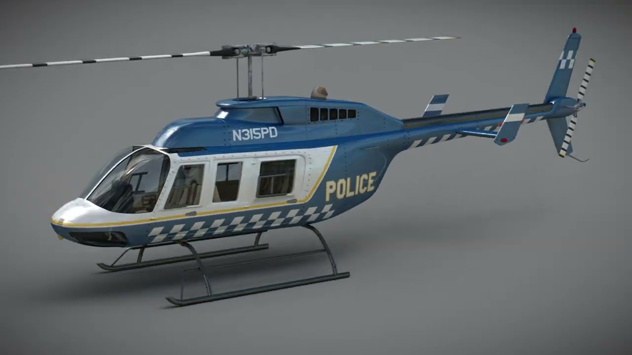 Helicopter Bell 206L Police 3D Model