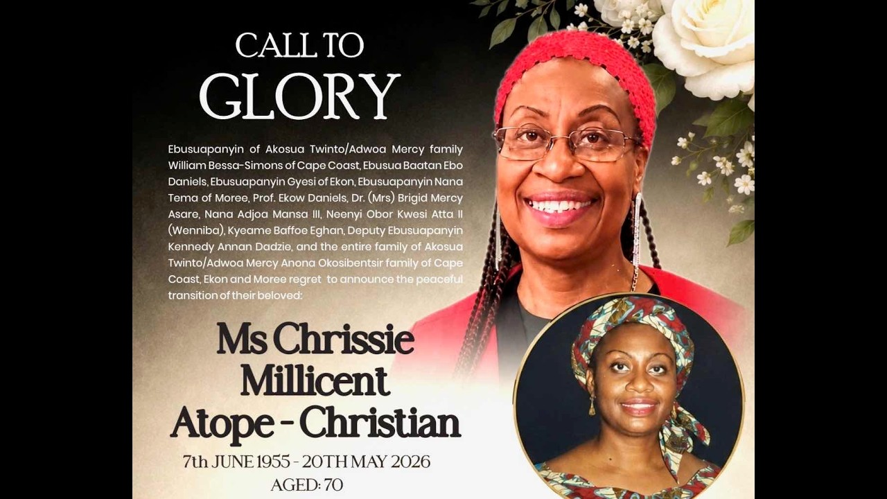 Watch the livestream on YouTube — Ms Chrissie Millicent Atope-Christian