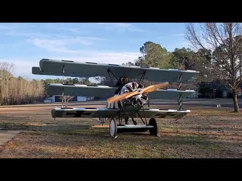 Fokker Dr.I 120 Le Rhone 9Jb First Start