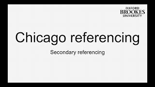Chicago referencing: Secondary referencing