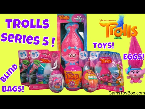 Dreamworks Trolls Series 5 4 Blind Bags Chocolate Eggs Surprise Capsules Toys Opening Fun Poppy Video