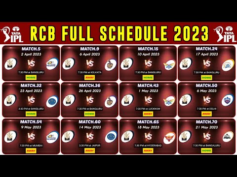 Royal challengers Bangalore schedule 2023 | Rcb schedule for ipl 2023 | RCB all 14 Match time table