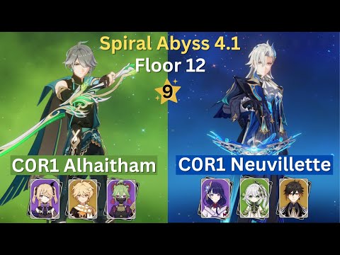 Spiral Abyss 4.1 Floor 12 Full Star Clear C0R1 Alhaitham/C0R1 Neuvillette Genshin Impact