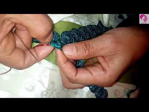 طريقة تثبيت الكروشي على الثوب || أسهل طريقة