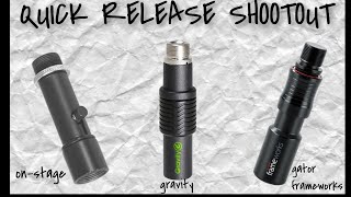 Video thumbnail for Microphone Quick Release Shootout - On-Stage QK-2B vs. Gator Frameworks vs. Gravity MSQC by Obscure Mics