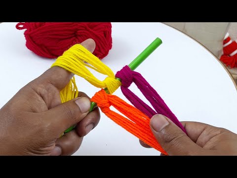 It's so Cute !! Super Easy Woolen Flower Making Trick using Pencil - Hand Embroidery Amazing Flowers