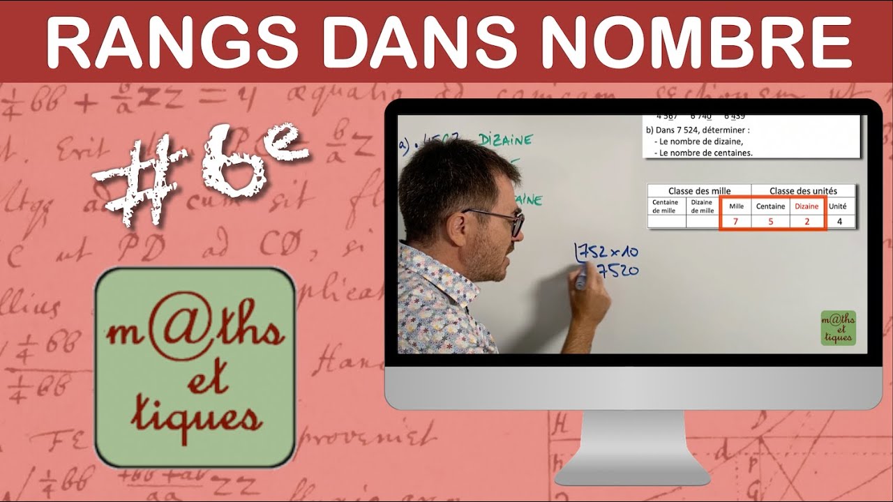 Reconnaitre le rang des chiffres dans un entier - Sixième