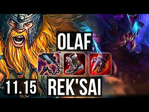 OLAF vs REK'SAI (JUNGLE) | 3.0M mastery, 8 solo kills, 1000+ games, Legendary | KR Master | v11.15