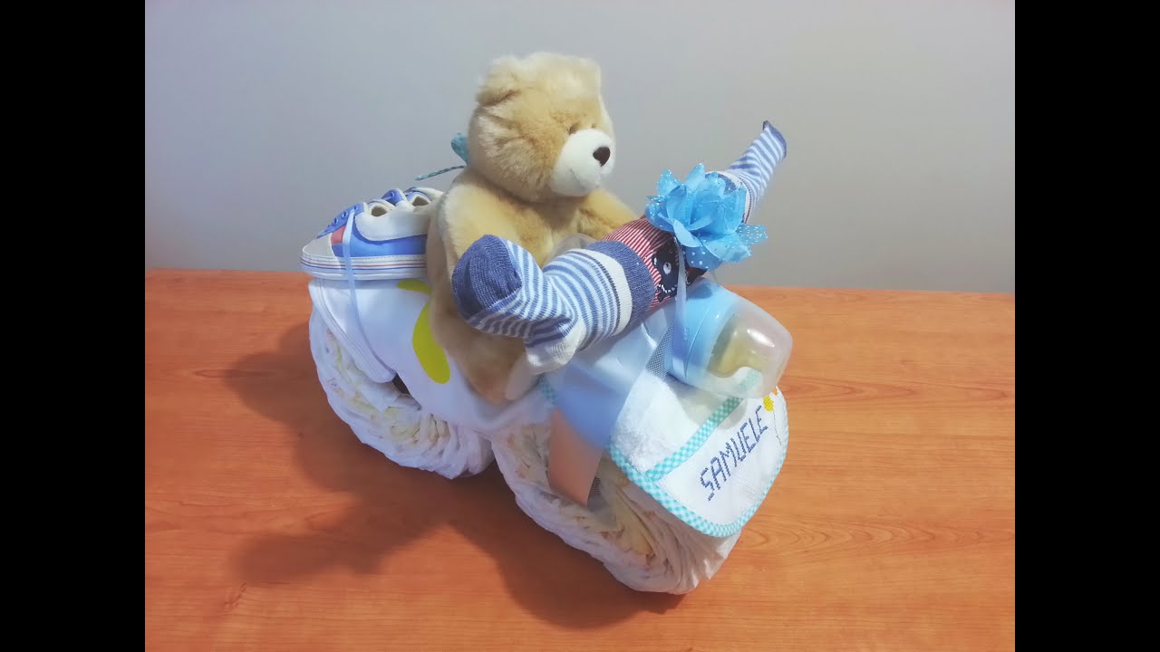 TUTORIAL: TORTA DI PANNOLINI a forma di MOTO (Motorcycle Diapers Cake)