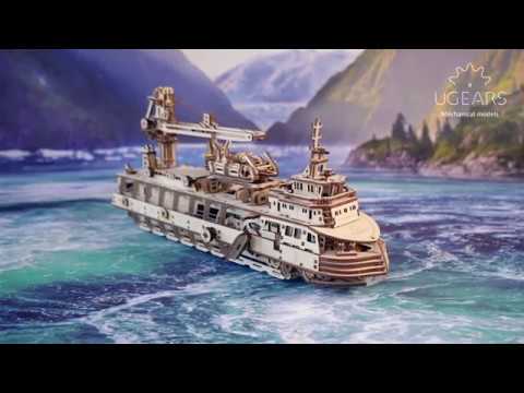 UGears 3D Puzzles Research Vessel Model Ship