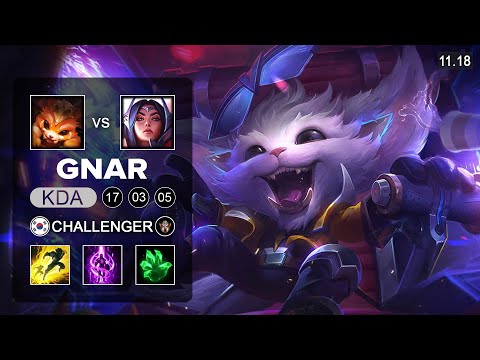 Gnar Top vs Irelia - KR Challenger - Season 11 Patch 11.18