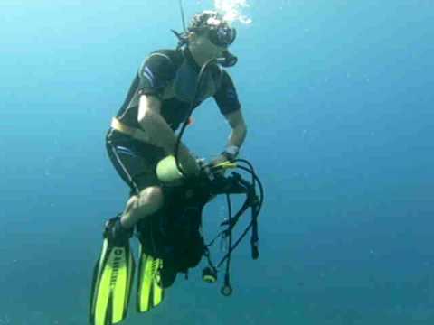 Moped fahren unterwasser, Cala d ´or Mallorca,Spanien