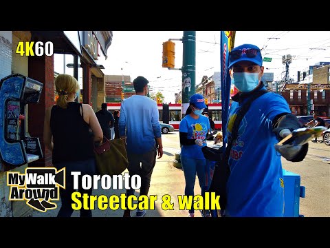 Streetcar ride & walk around Toronto (narrated) on a beautiful & sunny afternoon (Toronto 4k Video)