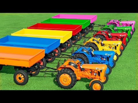 TRANSPORTING & LOAD WOOD CHIPS with COLORED URSUS TRACTORS & TRAILER! Farming Simulator 22
