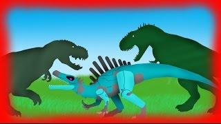 Dinosaurs Cartoons Battles: Red Eye King vs Iron Claw (spinosaurus) vs Vastatosaurus Rex