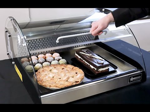 Video thumbnail for 27″ Curved Glass Countertop Refrigerated Display, 4.2 cu.ft. (118L), Stainless Steel