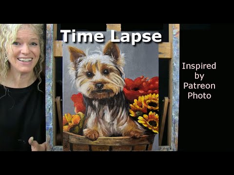 Learn How to Draw & Paint with Acrylics "CUTE AUTUMN DOG"-Easy Beginner Acrylic Tutorial-Time Lapse