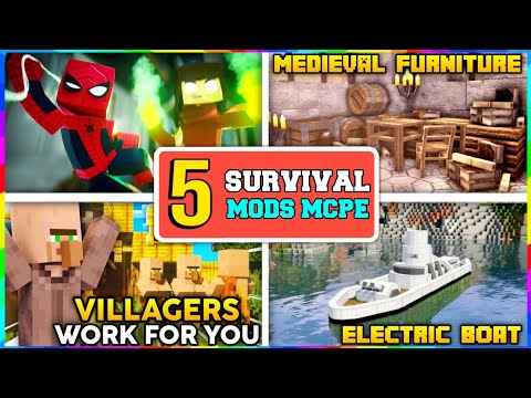 Top 5 survival mods for minecraft pocket edition | Best Minecraft mods 1.19 + | Criptbow Gaming