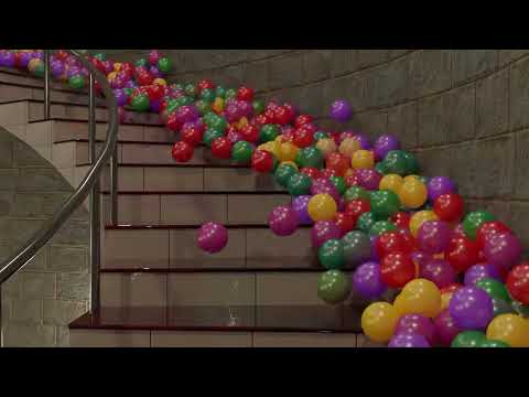 20,000 balls on spiral stair blender rigid body blender cycles