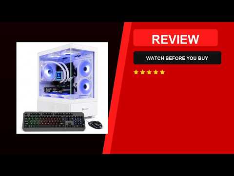 Evounic Gaming PC Desktop Computer, Liquid Cooled, Ryzen 5 up to 4.1GHz 6-Cores, GTX1050 GDDR5, 16GB DDR4 RAM, 512GB NVMe SSD + 1TB HDD, WiFi 6 & BT 5.4, 7× ARGB Fans，Windows 11 Gaming Tower video review thumbnail