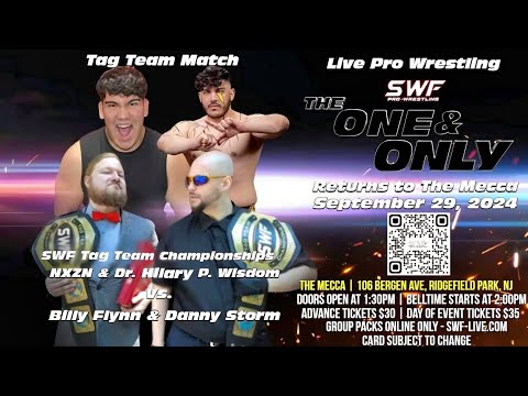 SWF Tag Team Champions Dr. Hilary P. Wisdom & Special Agent NXZN will defend their titles 9/29