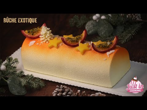 Exotic Christmas Yule Log with Passion Fruit, Mango and Lychee