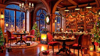 Cozy Christmas Cafe Ambience & Warm Fireplace🎄🔥Relaxing Christmas Jazz Background Music for Unwind