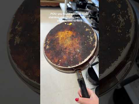 I think a new frying pan like this costs more than $50, so this saved my budget a lot 💵😅#cleantok