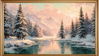 Winter Mountain Frame TV Art | Cozy Snowy Ambience 4K | Vintage Winter Screensaver