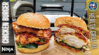 KFC Style Chicken Bacon & Cheese Burgers in Ninja Grill Air Fryer